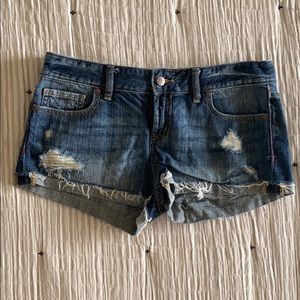 Pink Distressed Denim Shorts